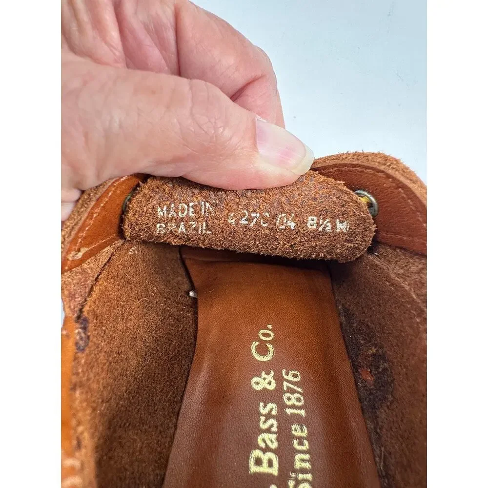 Vintage G.H. Bass Kids Brown Leather Boat Shoes Moc Toe Lace Up Toddler 8.5W